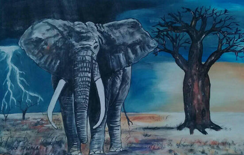 DAXX TFWALA ART - Elephant with Baobab Painting - QURATOR™ Market