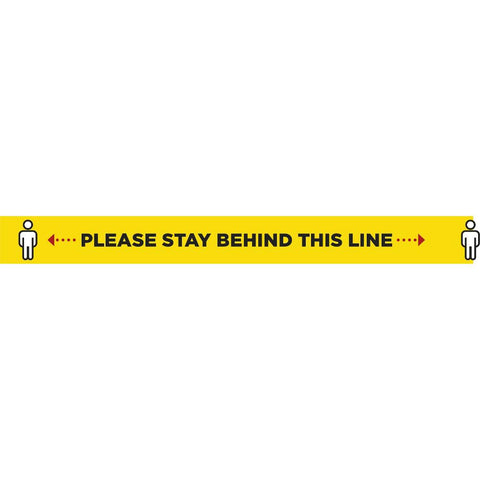 VIRUSH Please Stay Behind This Line Laminated Vinyl Floor Strip - Yellow : 80cm x 8cm - QURATOR™ Market